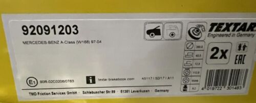 2 Textar brake discs 260mm front for Mercedes A class W168 - Picture 3 of 8