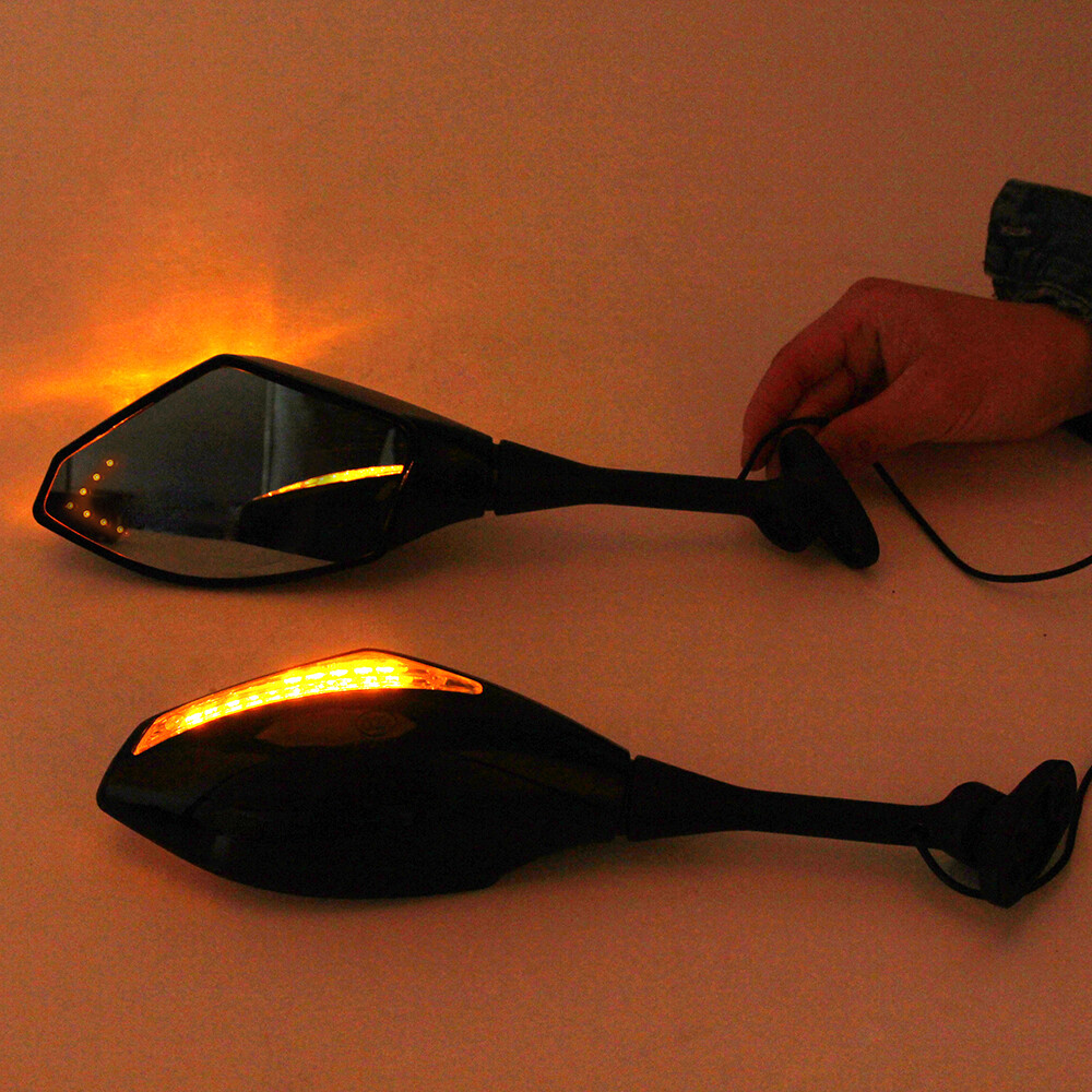 m.m  Motorcycle Rear View Mirrors LED Turn Signal For Honda