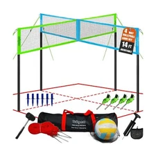Zdgao 14 ft/20 ft 4-Way Volleyball and Badminton Combo Net with Soft Volleyba...