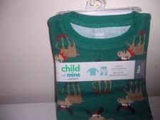 Child of mine carters santa reindeer green 2 piece cotton pajamas 18 MOnths New