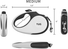 TUG 360 Tangle-Free Retractable Dog Leash 16 Ft Strong Nylon Tape One-Hande