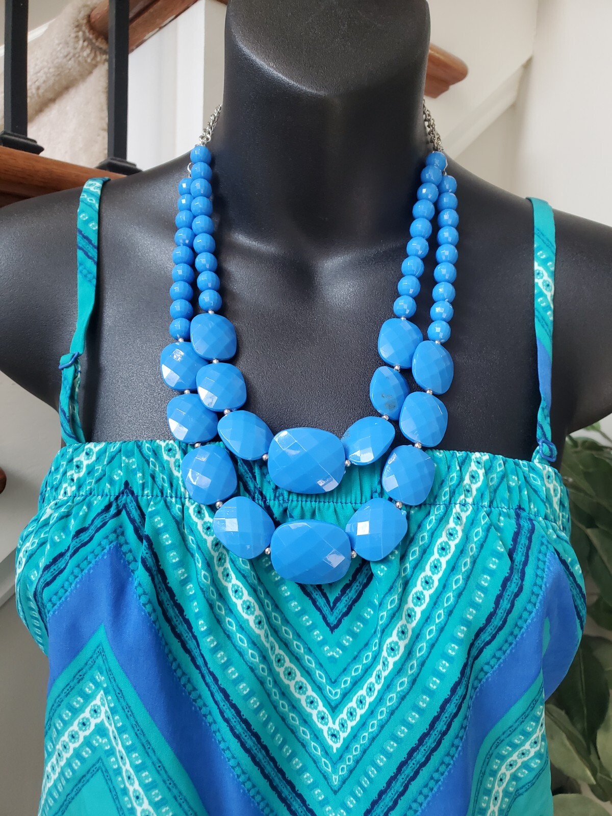 Express Women's Blue Polyester Square Neck Sleeve… - image 2