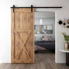 J Shape Barn Door Hardware Kit Sliding Track for Wood Door, Heavy Duty, No Door