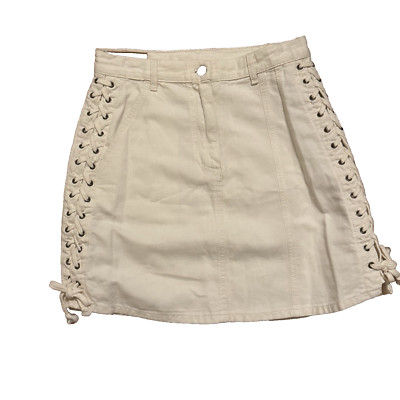 MCQ Alexander McQueen Mini Skirt Size 26 White Lace Side Tie Detail Italy