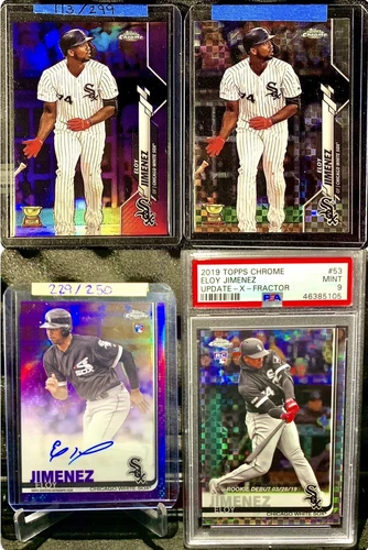 🔥⚾️ ELOY JIMENEZ Rookie Auto 2019 1st Topps Chrome PURPLE /250 X Fractor /199