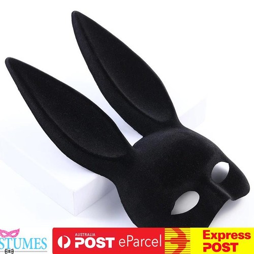 Black Sexy Bunny Ears Rabbit Face Mask Festival Easter Costume Accessory - Picture 5 of 5
