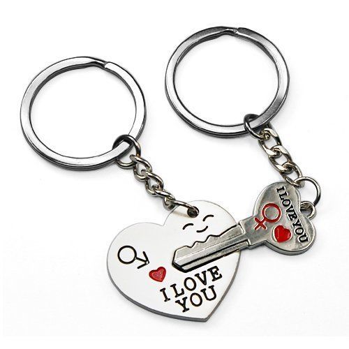 2 Pairs Key to My Heart " I Love You" Couple Key Chain  - Picture 1 of 3