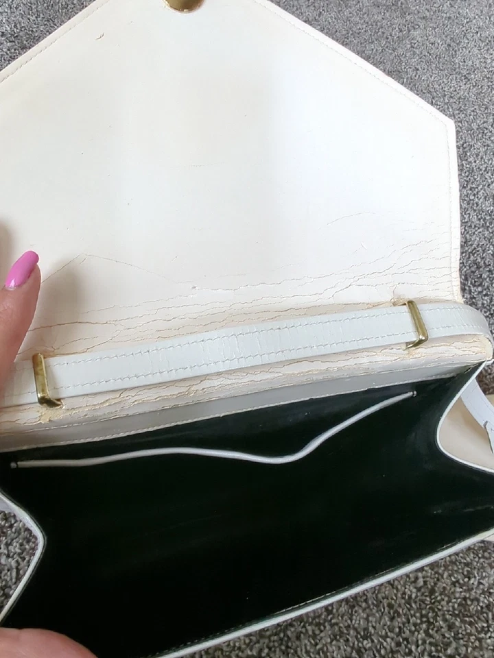 BOLSO BANDOLERA BRUNO MAGLI ELEGANTE BLANCO LISO CUERO SUAVE CON BOLSA ANTIPOLVO Foto 3 de 4