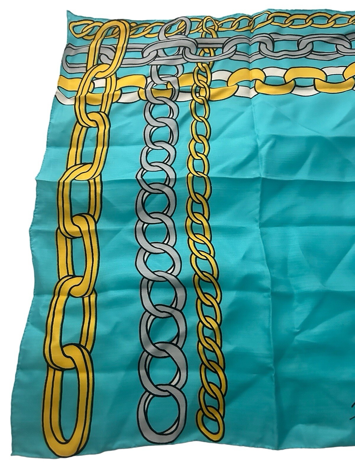 VTG. Kenneth Jay Lane Pure Silk Scarf Chain Links… - image 3