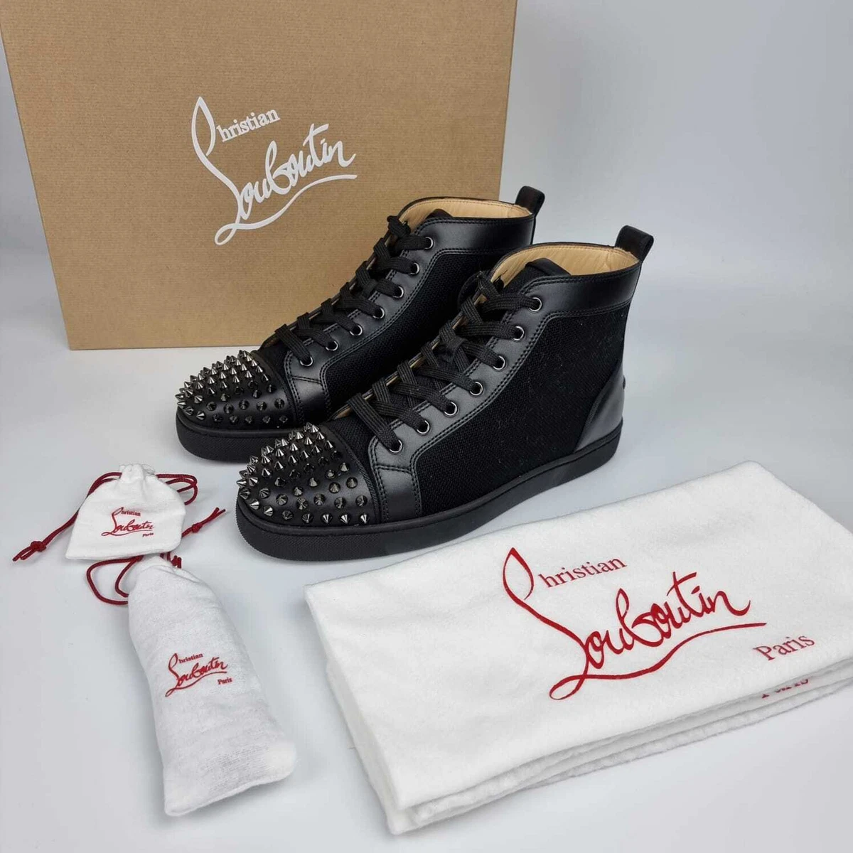 Christian Louboutin Lou Spike Black Sneakers New