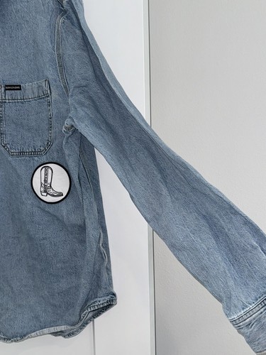 Camicia a scatto argento Calvin Klein denim con toppe uomo 2XL - Foto 4 di 8
