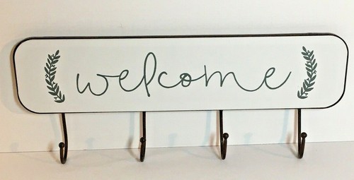 Welcome Sign Hanging Plaque with 3 Hooks, Home Décor Sign Wall Mount - Picture 7 of 7
