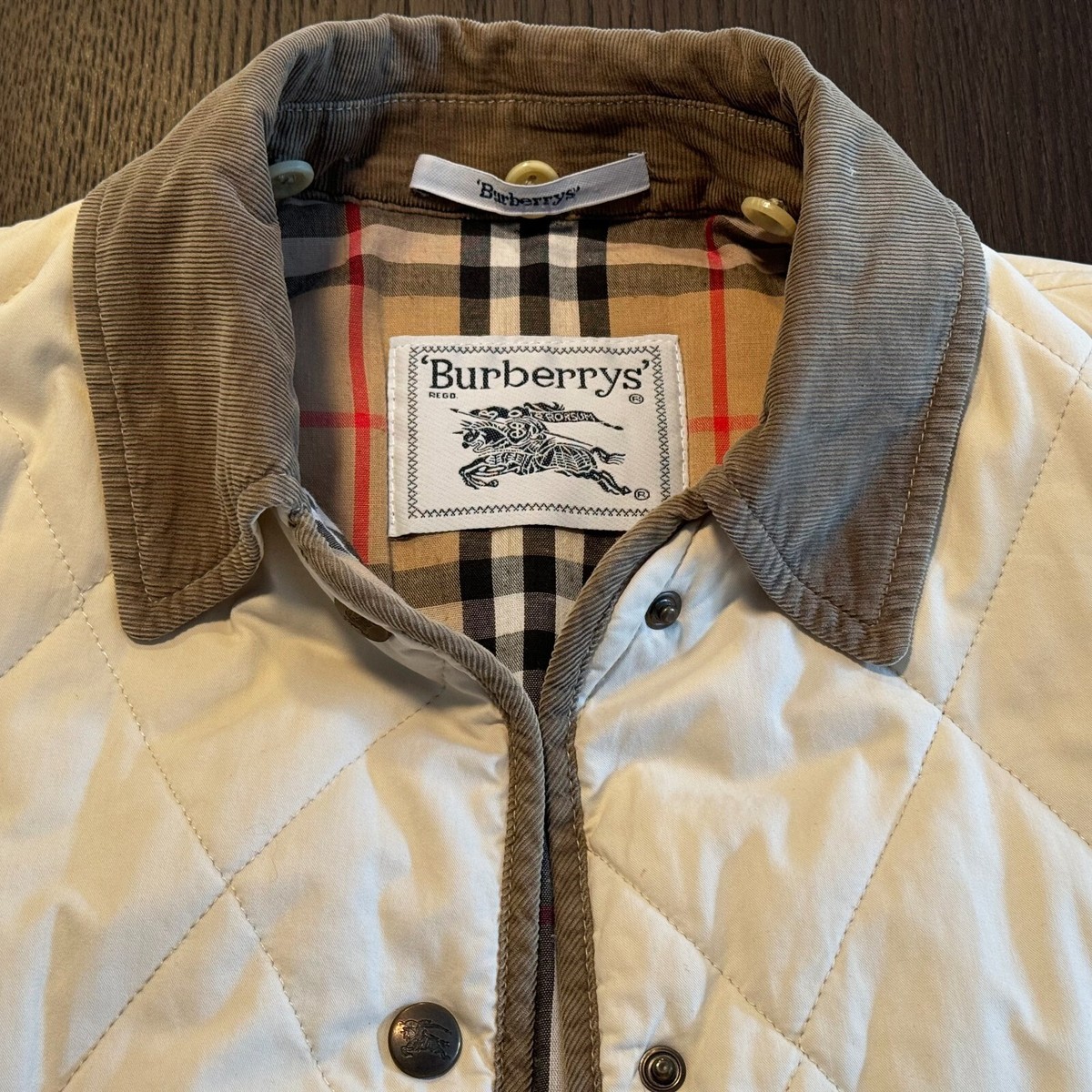【格安】 Burberry stand fall collar coat VTG BURBERRY Jacket coat nova Check VIRGIN WOOL QUILTED