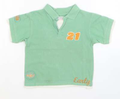 Early Days Jungen grün Baumwolle Basic Polo Größe 18-24 Monate Kragenpullover