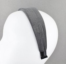 Silver Black headband 1 5/8" wide shiny satin fabric covered hair band no teeth