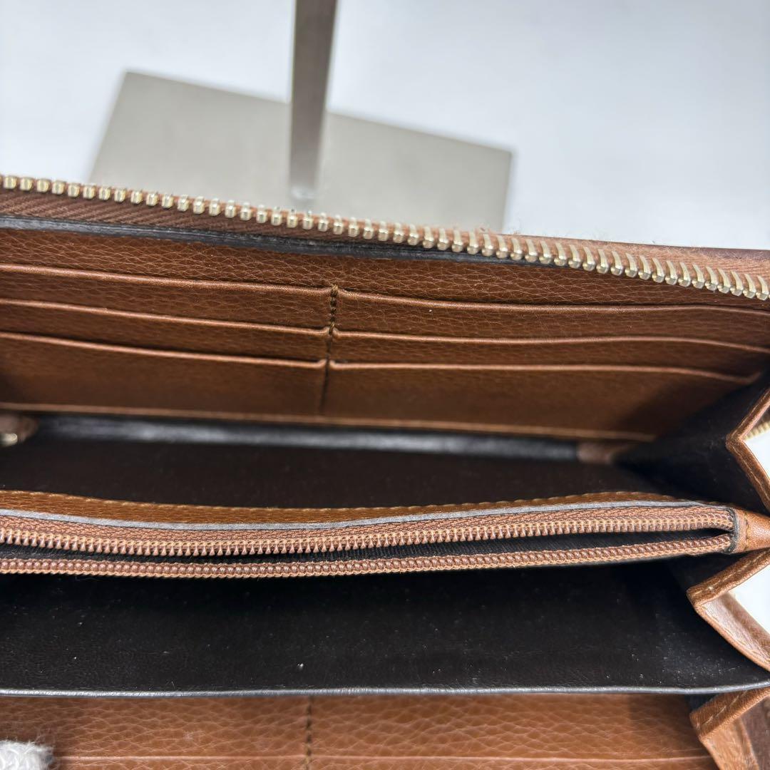 GUCCI Long Wallet GG Canvas Bamboo Tassel Brown Women's From