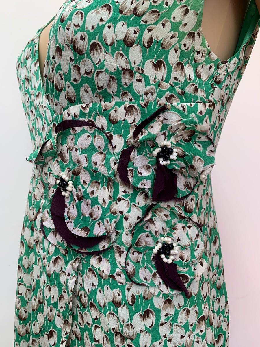 Moulinette Soeurs Mint Green Tulip Print Silk Faux Wrap Sleeveless Dress Size 4 | eBay Moulinette Soeurs Mint Green Tulip Print Silk Faux Wrap Sleeveless Dress Size 4 | eBay