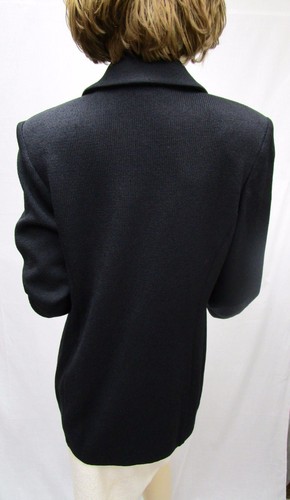 St. John Knit BASICS Black 2 Crest LOGO Buttons SZ 8 10 - Picture 5 of 6