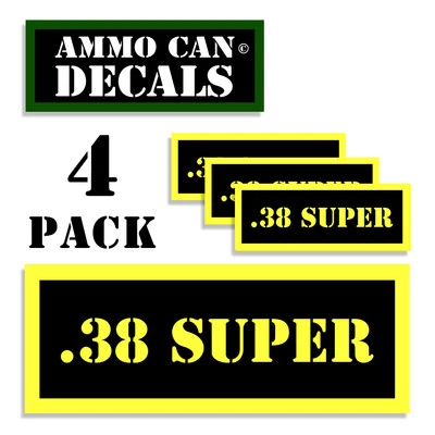 WRAPPED IN INK 38 Super Ammo Can LABELS STICKERS DECALS gun Ammunition Case 3"x1.15" 4 pack YW