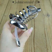 Chastity Cage With Urethral Tube Stainless Steel Male Chastity Device