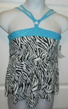 Halter Top Peacock Zebra Extra large adult ladies 12-14 79700 Ring Detail