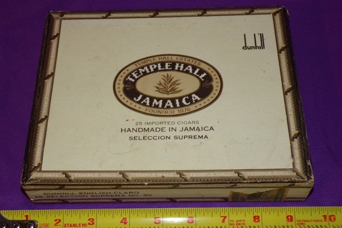 Caja de cigarros de madera Temple Hall Estates Jamaica 9-1/8" X 7-9/16 X 1-1/2" de colección - Imagen 1 de 9