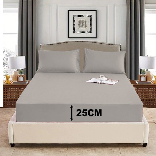 Extra Deep 25 cm Fitted Sheet Mattress Bed Sheets Single Double King All UK Size - Picture 19 of 44