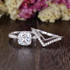 2.50 Ctw Cushion Vvs1 Moissanite Wedding Bridal Ring Set 14k White Gold Plated