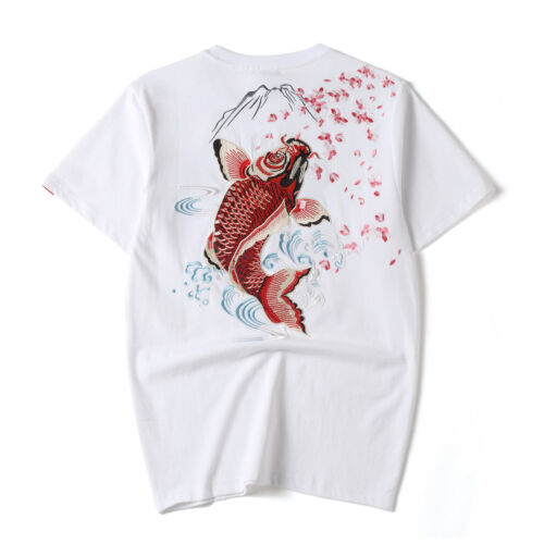 Niepce Japanese Streetwear T-Shirt for Men Fish Embroidery Tee - Bild 11 von 18