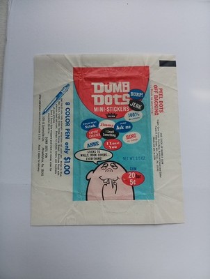 1976 Fleer Dumb Dots Mini Stickers 5 Cent Wax Pack Wrapper