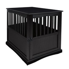 Casual Home Wooden Large Pet Crate, End Table, Black