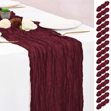 16 Pack Burgundy Table Runners 10FT Cheesecloth Table Runner Boho Gauze Table...