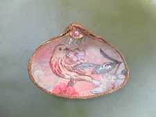 Decoupaged Seashell     Trinket Holder or Natural Display