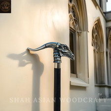 Dragon Skull Walking Cane - Gothic Silver Handmade Walking Stick  Premium Gift
