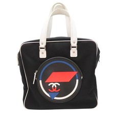 Chanel Airline Canvas Leather Handbag Women White One Size