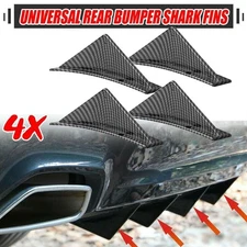 Car Look Lip Rear Bumper Diffuser Shark Splitter Fins 4PC Carbon Fiber Universal