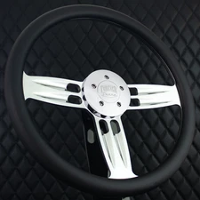 Forever Sharp 18" Billet Steering Wheel Big Rig Black Vinyl International T05
