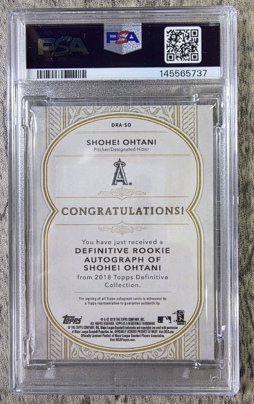 2018 Topps Definitive Purple Rookie RC Auto #DRA-SO Shohei Ohtani ❗1/10 ❗PSA 8🔥 view 2