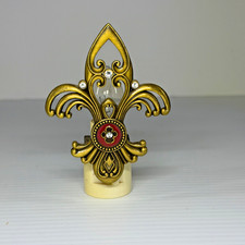 Fleur De Lis Night Light Gold / Brass Colored Faux Jewels 4.5" Tall