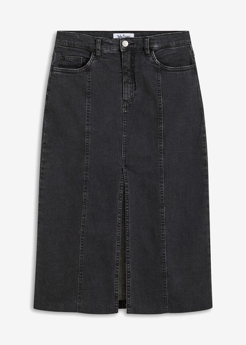 Jeansrock mit Schlitz Gr. 48 Schwarz Denim Used Damen Midirock Jeans-Skirt Neu* - Bild 1 von 1