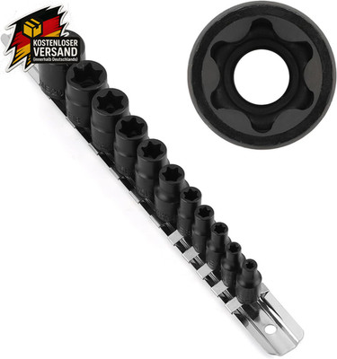 E-Torx Schraubensatz 11er Set für Frauen, robustes chrome vanadium, Größe E4-E20
