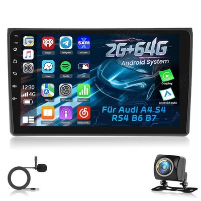 9'' Android15 Autoradio Carplay GPS Navi 2+64GB für Audi A4 8E 8H B6 B7 2000-2009