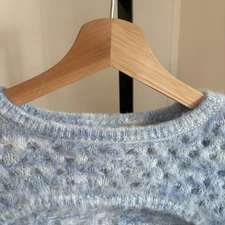 Urban Outfitters Blue Whitney Fuzzy Shrug Sweater M Ultra Crop Eyelash Knit LS