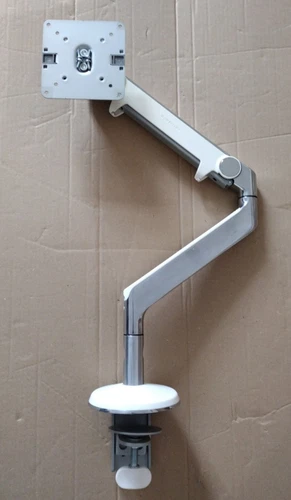 Humanscale Monitor Arm, Polished Aluminium with VESA Plate, screws, large Clamp