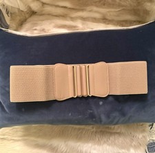 Beige Wide Waist Belt for Women Stretch Adjustable Buckle Solid