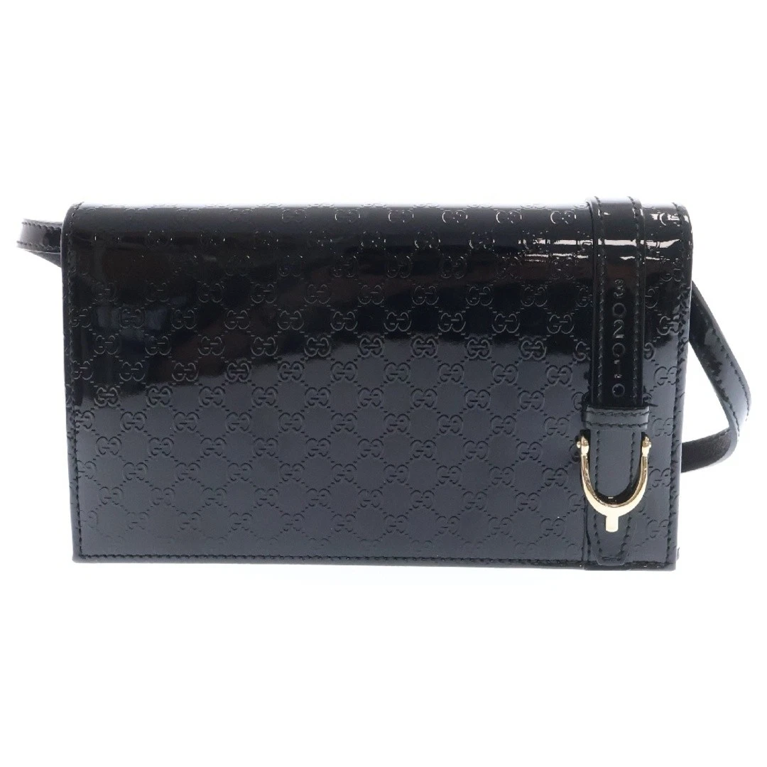 Gucci Nice Micro Shima 53637 Sac Portefeuille Bandoulière Noir Long Or Quincaillerie