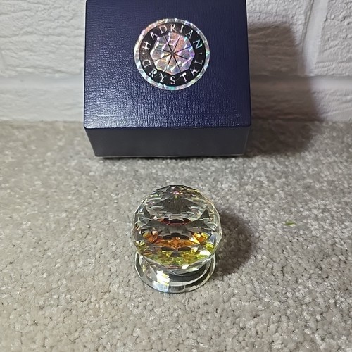 Vintage Hadrian Crystal Colourful Orb Ornament On Display Mirror Base Boxed - Picture 1 of 11
