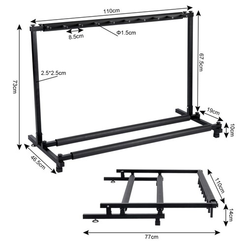 Supporto per Chitarra 3/5/7/9Multi Pieghevole Acustico Elettrico Basso Elettrico Rack - Foto 12 di 12