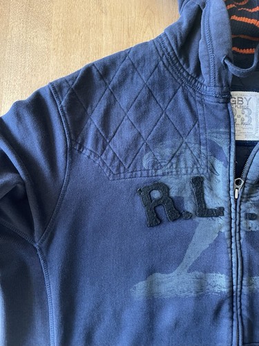 Vintage Rugby Ralph Lauren F. C. Zip Up Hoodie Size XL Blue - Picture 6 of 21