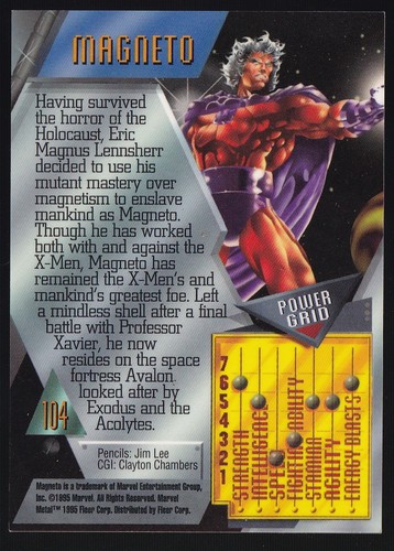 Magneto (#104) | 1995 Fleer Metal Marvel | EX - Picture 2 of 2